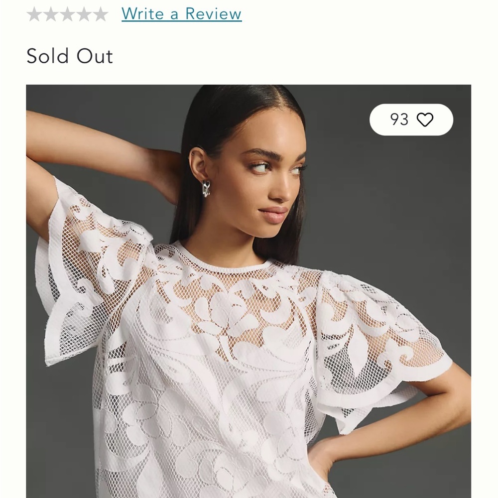 Anthropologie White Floral Lace Blouse